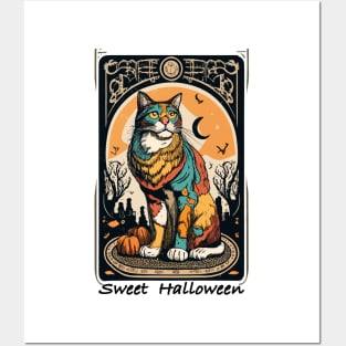 Sweet Halloween cat tarot Posters and Art